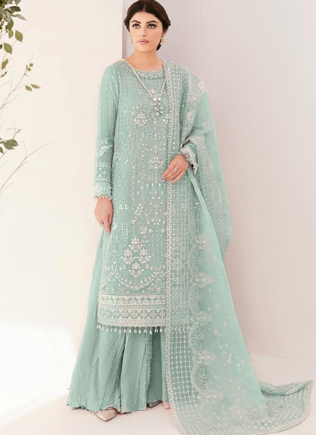 Georgette Green Wedding Wear Embroidery Work Pakistani Suit